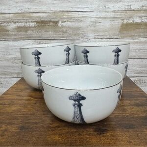 (5) Mitchell Black Chicago Royal Dagger Nesting Soup Cereal Bowl 5.5”